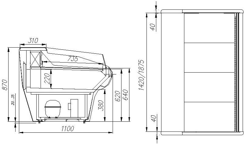 Витрина холодильная Carboma Bavaria G110 SM 1,5-2 (ВХСо-1,5 Bavaria G110) (статика)