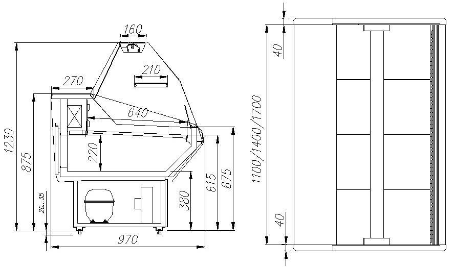 Витрина холодильная Carboma Palm G95 SV 1,5-1 (ВХСр-1,5)