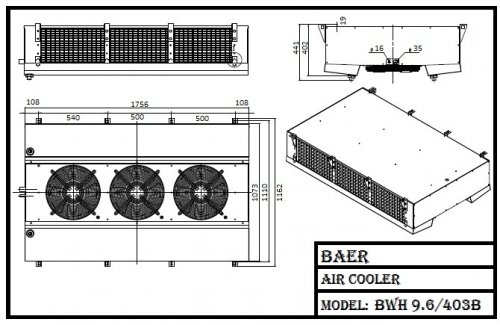 Воздухоохладитель двухпоточный Baer BWH 9.6/403B